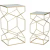 Image de Paire De Tables De Téléphone Carrées Glamour En Métal Doré Et Verre Gaufré - Lot De 2 - Style Glam 1427810000
