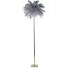 Image de Lampadaire avec abat-jour en plumes et 3 sources de lumière, hauteur 160 cm, modèle Palm L - Gris