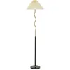 Image de Lampadaire Closy Ø 46 X 172 Cm - Lampadaire Glamour En Métal Noir Et Argent - Abat-Jour Plissé En Tissu - Douille E27, 40 W, 220 V