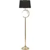 Image de Lampadaire Bruxelles Glam 160 Cm - Lampadaire En Métal Noir Et Or Avec Décorations Florales Géométriques Et Abat-Jour En Tissu - 40 W E27