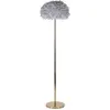 Image de Lampadaire Feathers Slim, Gris, 43 X 170 Cm - Lampadaire Glamour En Fer Orné De Plumes Synthétiques - Douille E27, 40 W, 220 V, Design Décoratif
