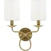 Image de Mauro Ferretti Applique Zagreb fer tissu or blanc 35,5x17x43 cm 2xE14