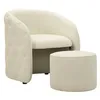 Image de Fauteuil Zagabria Avec Pouf Capitonné Design Élégant