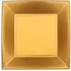 Image de Paquet de 8 assiettes PLASTIQUE rigide CarrÃ©, OR 23 cm