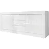 Image de Homemania - Buffet Basico 2 Portes 3 Tiroirs Blanc Laque Brillant - L210xp42xh85,8 Cm
