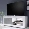 Image de Meuble TV moderne en blanc brillant et gris béton Diver BC Basic