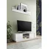 Image de Meuble TV avec 2 portes et compartiment ouvert Ice 139x43x44H couleur blanc brillant