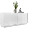 Image de Les Tendances   Buffet Moderne Blanc Laqué Brillant 4 Portes 180x43x79cm   Design Italien Élégant   Rangement Pratique Avec Étagères   Pour Salon Et Salle À Manger