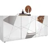 Image de **Vittoria Highboard 3 portes blanc brillant avec sérigraphie et miroir**