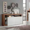 Image de Buffet de cuisine moderne 4 portes 184 cm, blanc brillant, bois Cadiz MR
