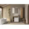 Image de Ensemble Meuble salle de bain HAMBOURG L78 - Vasque + 2 Tiroirs + 3 niches + Colonne - Coloris chene clair et laqué blanc