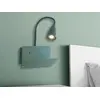 Image de Applique murale ECO-LIGHT LuceDesign GULP en métal vert, 1 x GU10 max. 8 W, avec port USB-A (max. 2 A), L 23 cm, P 10,2-27 cm, H 27-49 cm