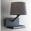 Image de Lampe murale grise avec abat-jour en tissu, lampe USB avec fonction de recharge pour téléphone portable & tablette