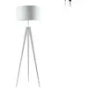 Image de IBIS Lampadaire tripode en métal avec abat-jour en tissu blanc