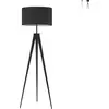 Image de Lampadaire IBIS à trois pieds en métal avec abat-jour en tissu noir