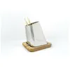 Image de Porte-brochettes Gran Sasso En Acier Inoxydable Avec Base En Bois De H&ecirctre Lisa - Maxi