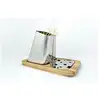 Image de Gran Sasso Plus Porte-brochettes En Acier Inoxydable Poli Base En Bois De H&ecirctre Lisa - Maxi