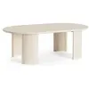 Image de Table d'appoint Orlando, dimensions 130x80x45 cm, plateau en bois de manguier et pieds semi-circulaires, forme ovale