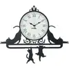 Image de Horloge Murale En Fer Cattitude 62X52 Cm Avec Chats, Cadran Blanc, Chiffres Romains, Design Élégant Original, Italy