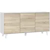 Image de Buffet Arvada, Buffet Moderne Avec 3 Portes Et Étagères, Buffet De Cuisine, Buffet Design De Salon, Cm 154x40h75, Blanc Brillant Et Blanc, Avec Emballage Renforcé - Dmora