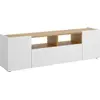 Image de Vulcanon - Meuble TV, 142x35x44h cm Blanc, 2 Étagères
