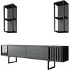 Image de Iva - Meuble TV, 180x30x48h cm Noir Anthracite, Modulable