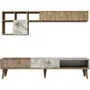 Image de Ostro - Meuble Murale, 180x35x40h cm Noyer Marron, 11   tag ¨res