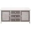 Image de Rebecca Mobili Banc de rangement, 3 tiroirs et 2 portes en bois, blanc et gris