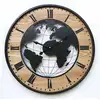 Image de Rebecca Mobili Horloge murale, sculpture de carte du monde, bois et métal, noir et marron