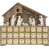 Image de Rebecca Mobili Calendrier de l'Avent brun en forme de maison avec 24 tiroirs et lumières