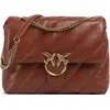 Image de PINKO Cuir sac à épaule bandoulière sac à épaule Love Puff Big CL Sheep Nappa Marrone Castano - Antique Gold brun