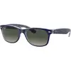 Image de Ray - Ban Unisex Ray - Ban RB2132 NEW WAYFARER 605371 Lunettes de soleil Nylon Bleu Gris Carré Normale