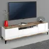 Image de Meuble TV à 2 tiroirs, 160 x 40 cm, blanc brillant, Jacob Wood