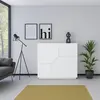 Image de Buffet Adara 80 x 43 cm, blanc, avec 2 compartiments, pour le salon, la chambre à coucher ou la cuisine