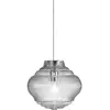 Image de Bonnie Suspension En Verre Soufflé Transparent Avec Traitement Rigadin, Structure En Métal Gris, Hauteur 313 Cm, Douille E27, Idéale Pour L'Intérieur