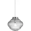 Image de Bonnie Suspension En Verre Soufflé Transparent Avec Traitement Rigadin, Structure En Métal Gris, Hauteur 313 Cm, Douille E27, Idéale Pour L'Intérieur