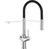 Image de Vizio - Robinet De Cuisine Mitigeur 3 Voies Chrome Bec Noir Orientable Et Douchette 2 Jets Detachable Bod
