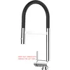 Image de Robinet De Cuisine Mitigeur Rabattable Sous Fenetre 60mm Avec Poignée Gauche Chrome Robinet Bec Noir Orientable Et Douchette 2 Jets Detachable Vizio