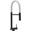 Image de Robinet De Cuisine Mitigeur Rabattable Sous Fenetre 45mm Chrome Noir Mat Robinet Bec Blanc Orientable Et Douchette 2 Jets Detachable Vizio