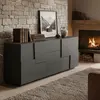 Image de Buffet moderne de salon avec 3 tiroirs et 2 portes, 220 x 44 x 86 cm, Margaux - Anthracite