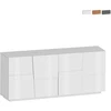 Image de Buffet moderne Darill à 4 portes, 200 x 44 x 86 cm, pour le salon - Blanc brillant