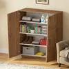 Image de Buffet moderne à 2 portes, meuble d'entrée polyvalent, 120 x 44,6 x 126 cm, Seeley - Chêne
