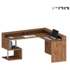 Image de Bureau d'angle moderne pour la maison et le bureau, avec rehausse Esse 2 A Plus - chêne