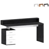 Image de Bureau 160 x 60 x 90 cm, 3 tiroirs avec rehausse, New Selina S Plus - Noir - Blanc