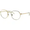 Image de Ray - Ban Unisex Ray - Ban RX6465 JACK 3086 Montures optiques Métal Or Transparent Géométrique Normale