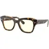 Image de Ray - Ban Unisex Ray - Ban RB2186 STATE STREET 1292BL Lunettes de soleil Acétate Or Transparent Carré Photochromatique