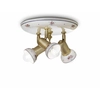 Image de Savona Classic Ceramic and Satin Brass 3-Light E14 Adjustable Ceiling Lamp