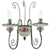 Image de Applique classique Sanremo en métal et céramique verte dégradée dorée, 2 lampes E14