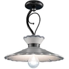 Image de Plafonnier classique Ravenna en métal noir et céramique blanche dégradée argentée, 31 cm, 1 lampe E27