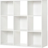 Image de Bibliotheque Blanche Moderne 9 Compartiments En Bois 91.5 X 29.5 X 91.5 Cm